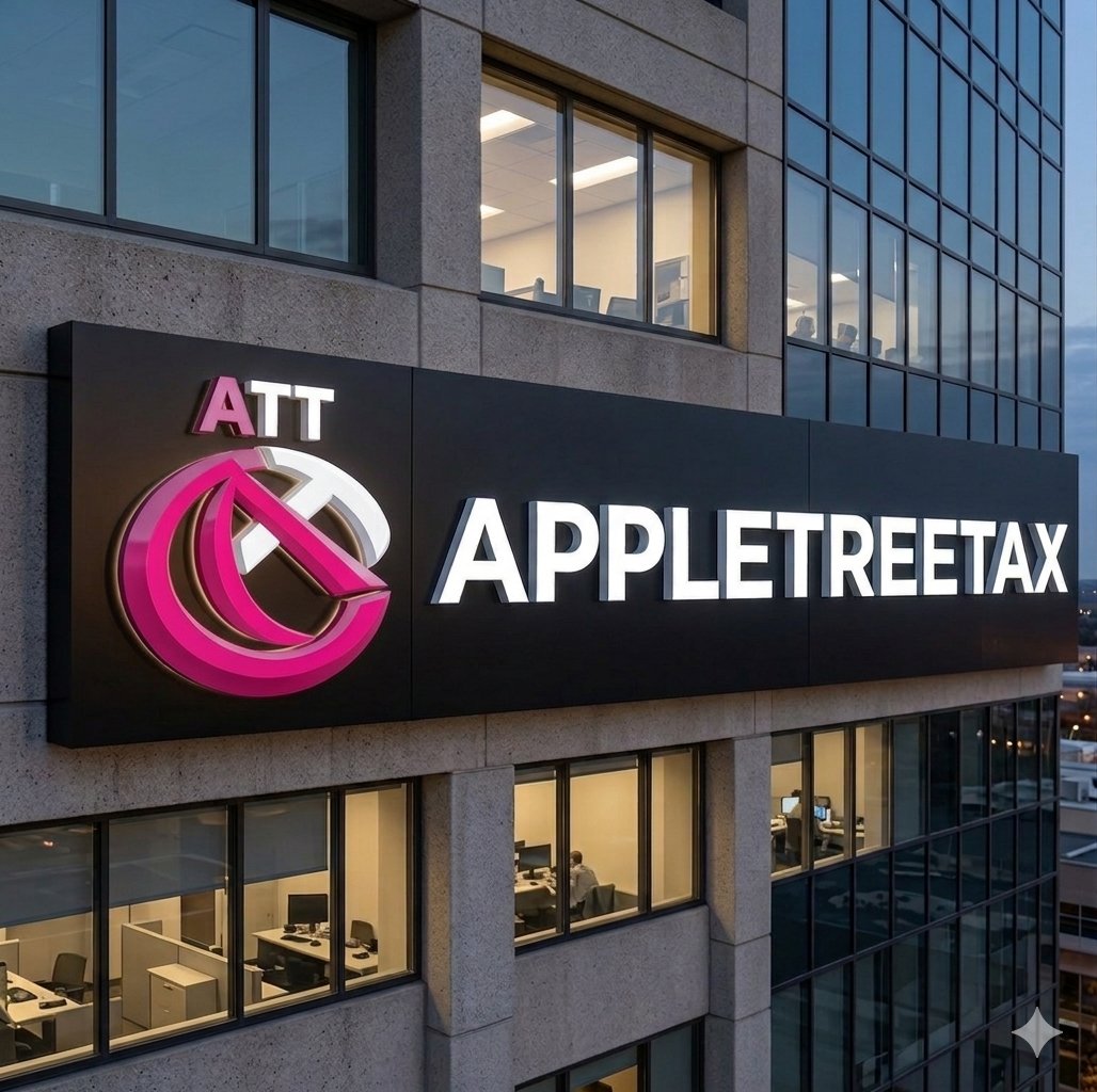 AppleTreeTax exterior lit sign